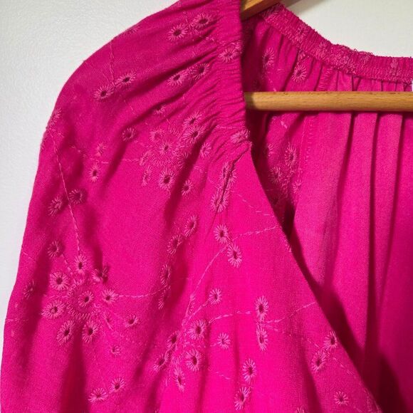 EUC SOFIE JEANS BY SOFIA VERGARA PINK V NECK BABYDOLL BRODERIE ANGLAISE TOP XXL - Picture 10 of 16